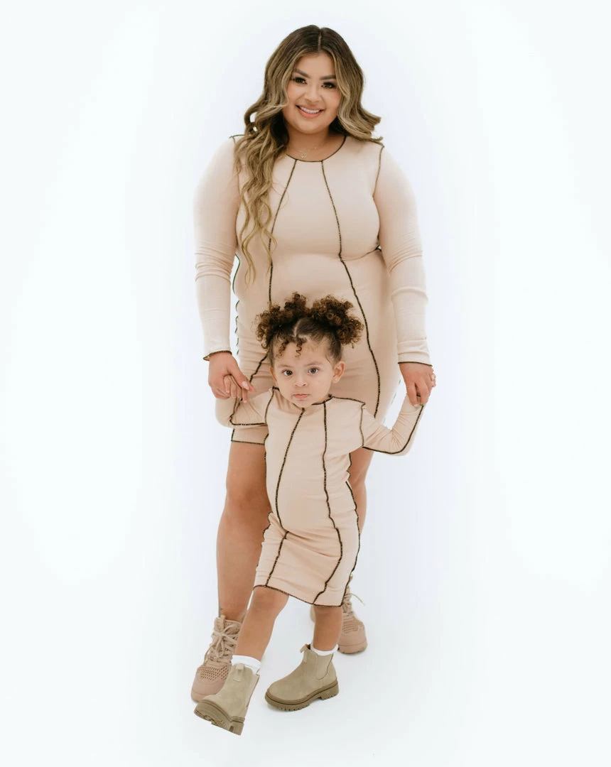BABY E Tops Mommy's Girl Long Sleeve Dress (Nude/Brown)(Mommy) 1 BABY E Tops Mommy's Girl Long Sleeve Dress (Nude/Brown)(Mommy)
