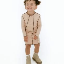 BABY E Mommy's Girl Long Sleeve Dress (Nude/Brown)(Baby) Tops