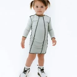 BABY E Mommy's Girl Long Sleeve Dress (Sage/Black)(Baby)