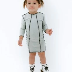 BABY E Mommy's Girl Long Sleeve Dress (Sage/Black)(Baby)