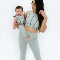 BABY E Tops Mi Corazoncito Matching Set (Sage/Black)(Mommy)