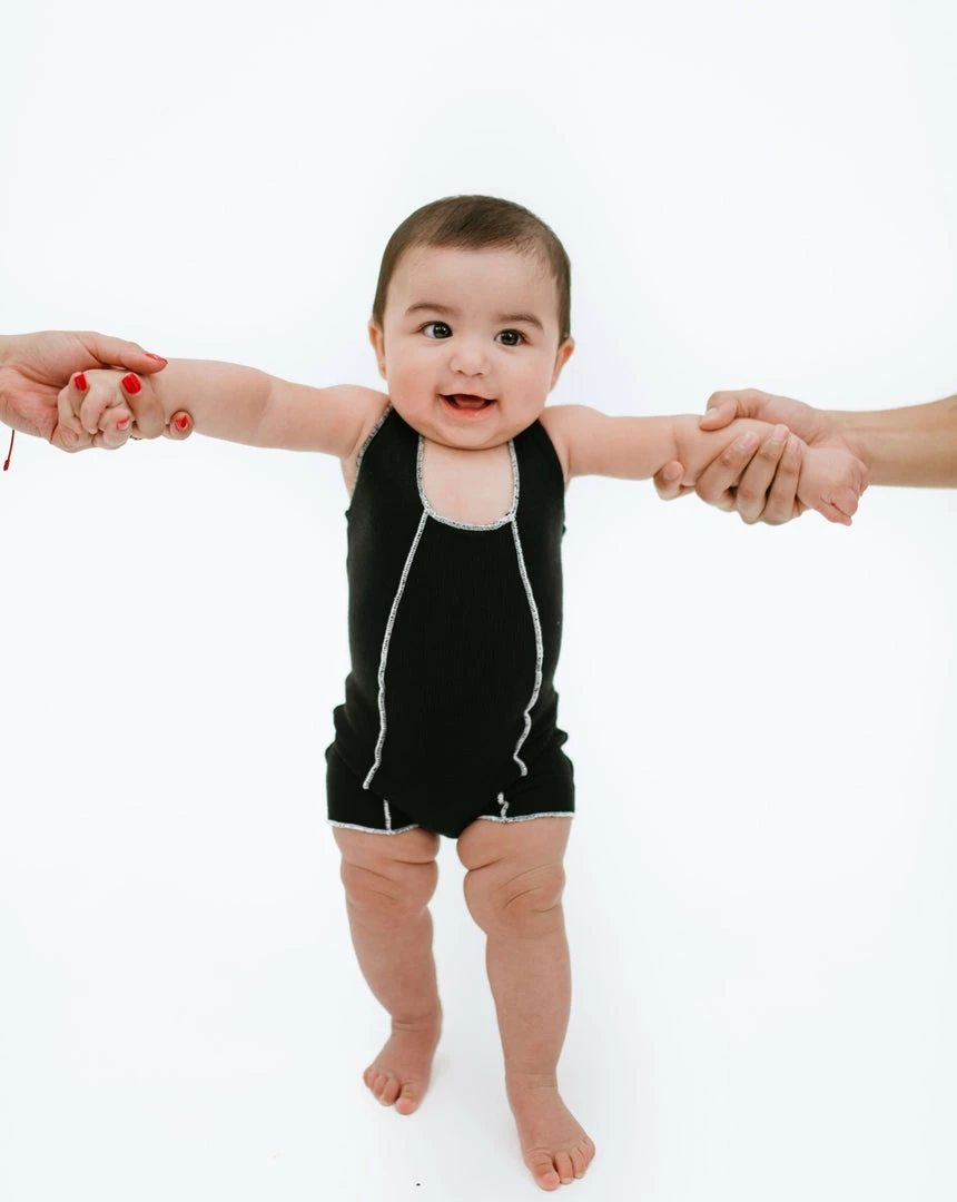 BABY E My Mini Me Romper (Black/White)(Baby) Tops 2 BABY E My Mini Me Romper (Black/White)(Baby) Tops