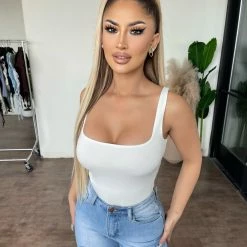 Hey Babe Agness Tank Bodysuit(Off White)Final Sale Tops