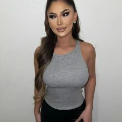 Miss Love Tops Bella Tank Top(Heather Grey)FINAL SALE