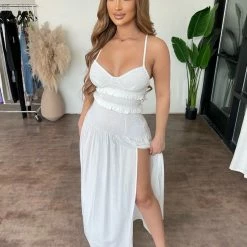 Luxxel Dresses/Rompers Lilly Smocked Midi Dress(White)