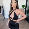 La Luxe Layla Halter Mini Dress(Black)