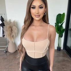 Emory Park Josie Cami Bodysuit(Tan) Tops