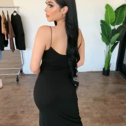 Hey Babe Fabby Cami Slit Dress(Black)(FINAL SALE)