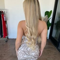 New Pink Dresses/Rompers Rosie Halter Mesh Mini Dress(Brown Swirl)