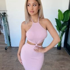 La Luxe Bella Cami Dress(Light Pink)