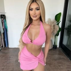May Pink Melanie Halter Matching Set(Baby Pink) Tops