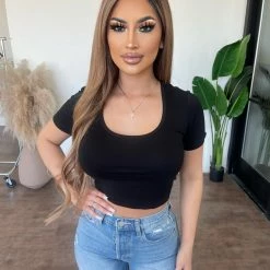 Mono B Annette Short Sleeve Top(Black)