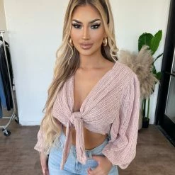 Saints & Hearts Brielle Knot Top(Mauve)