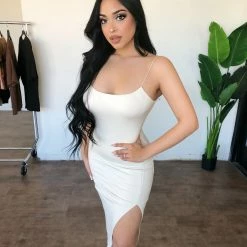 Hey Babe Fabby Cami Slit Dress(Off White)(FINAL SALE)