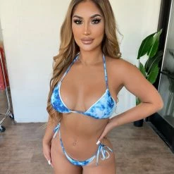 Stylish Swimmers Tops Aleena Bikini 3 Piece Set(Blue)