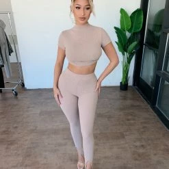 La Luxe Logan Open Back Set(Light Mocha)(FINAL SALE) Tops