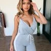 Day & Night Britt Cami Jumpsuit(Heather Grey/White) Tops