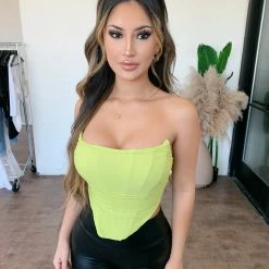 Tic Toc Alexis Corset Top(Avocado) Tops