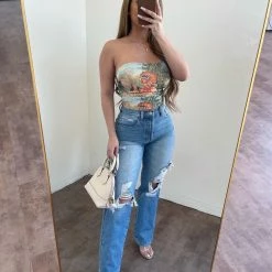 Cello Bottoms Kyle High Rise Dad Jeans(Light Denim)