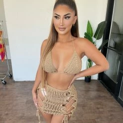 Love Sense Tops Marlene 2 Piece Set(Beige)