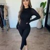 HOT & DELICIOUS Kendra Long Sleeve Jumpsuit(Black)