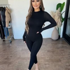 HOT & DELICIOUS Kendra Long Sleeve Jumpsuit(Black)