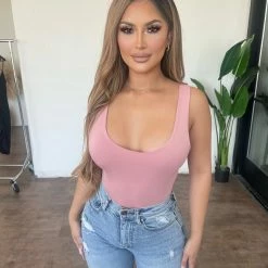 Final Touch Tops Toki U-Neck Bodysuit(Mauve)