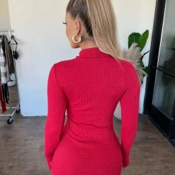 Junie Leslie Long Sleeve Dress(Red)