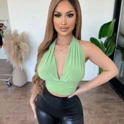 Sabora Dottie Halter Top(Pistachio) Tops