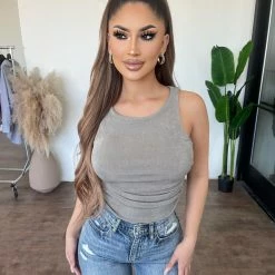 Miss Love Demi Sleeveless Top(Oyster)