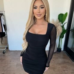 Day & Night Bailee Long Sleeve Dress(Black) Dresses/Rompers