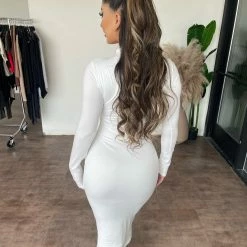 Tresser Dresses/Rompers Camera Long Sleeve Dress(Off White)