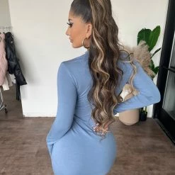 CEFIAN Dior Long Sleeve Dress(Denim)