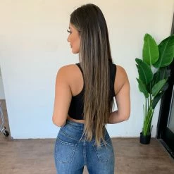 Junie Mandy Tank Crop Top(Black/Red) Tops