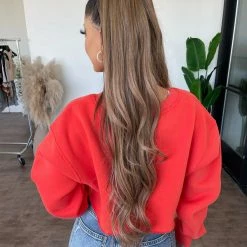 Tic Toc Tops Billy Cropped Sweater Top(Red)