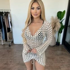 Emory Park Dresses/Rompers Becca Long Sleeve Dress(Oat/Ivory)