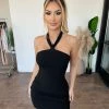 Olivaceousia Tayla Halter Dress(Black) Dresses/Rompers