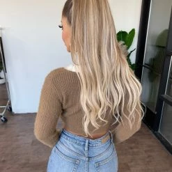 Junie Tops Vanessa Fur Button Top(Cream/Sand)