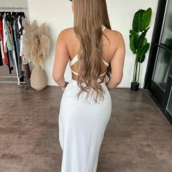 Skylar + Madison Dresses/Rompers Athena Halter Dress(White)Final Sale