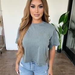 Mono B Tops Tiana Cropped Tee(Blue)