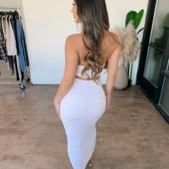 La Luxe Tops Kesha Halter Skirt Set(White)