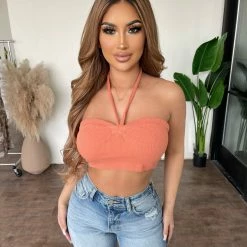 ANWND Gina Halter Cropped Top (Rust) Tops