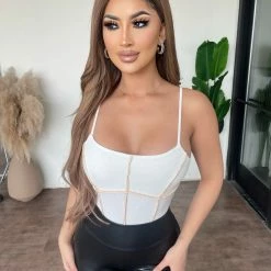 Emory Park Josie Cami Bodysuit(Off White)Final Sale Tops