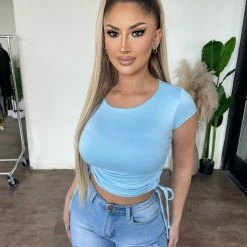 Top Chic Jessica Short Sleeve Top(Baby Blue) Tops