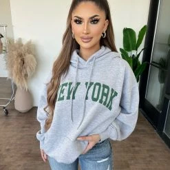 Audrey 3+1 Tops "New York" Oversize Hoodie(Grey)