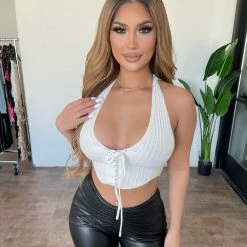 Tic Toc Tops Doris Cropped Top(White)