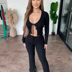 Audrey 3+1 Isabella Ribbed Pants(Black)