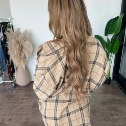 Audrey 3+1 Willa Oversized Flannel(Light Taupe) Outerwear