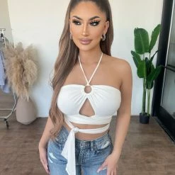 PaperMoon Tops Eden Halter Top(Off White)Final Sale