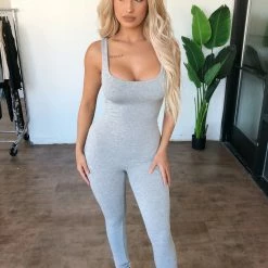 HOT & DELICIOUS Marilyn Tank Jumpsuit(Heather Grey)